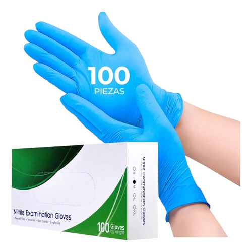 Guantes De Nitrilo Libre De Latex Sin Polvo 100pz Talla M