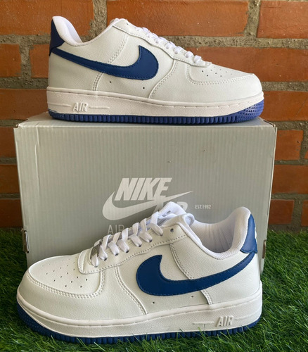 Tenis Originales Nike Air Force 1 Piel Blanco/azul Rey 28cm