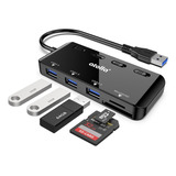 Atolla Hub 5 En 1 Usb 3.0, 3 Puertos Usb 3.0 De 5 Gbps + Lector De Tarjetas Sd/ Micro Sd/ Tf Con Interruptor Independiente & Indicador Led