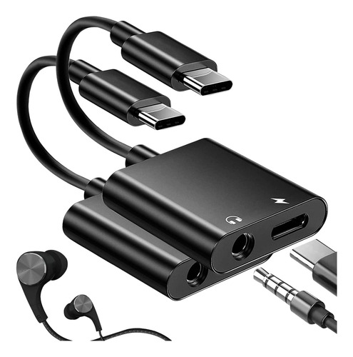 Adaptador De Auriculares Y Cargador Usb C A 3,5 Mm, (negro)