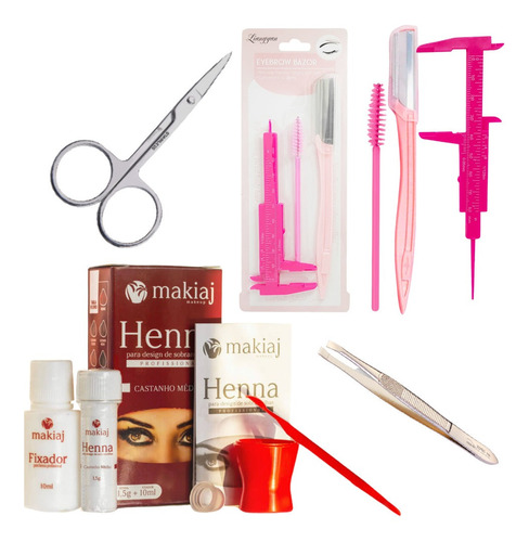 Kit Henna Sobrancelhas Iniciante Rena Design Pronta Entrega