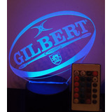 Lampara Led 3d Pelota De Rugby Gilbert Con Control Remoto