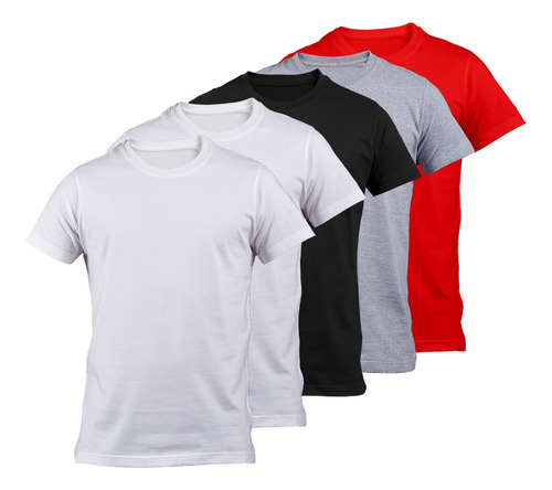 Pack X 5 Remera Basica Hombre Manga Corta Lisa 100% Algodon-