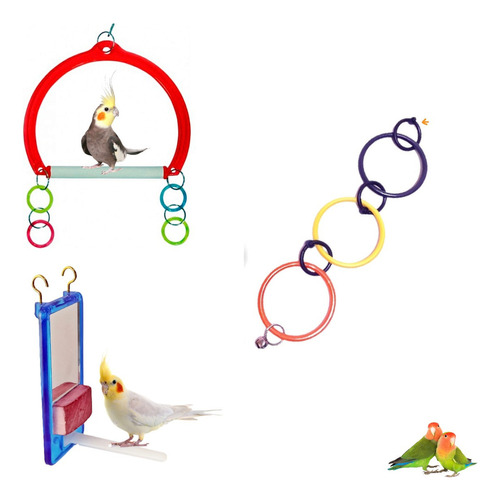 Trio De Brinquedos Bird Swing Calopsitas E Aves Diversas