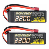2 Baterias Lipo Povway 3s 11.1 V 2200mah 50c Rc Con T Plug C