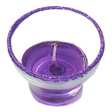 Vela Aromatica Mini Vaso Castiçal Vidro C/ Glitter Roxo