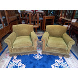 Manyantiques - Antiguos Par De Sillones En Pana 