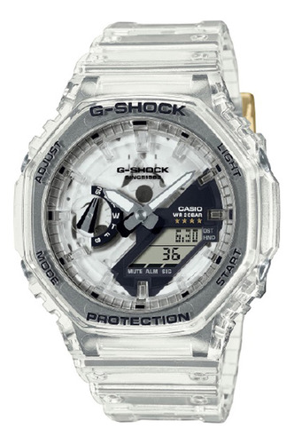 Relógio Casio G-shock Clear Remix Ga-2140rx-7adr 40th Correia Branco Bisel Branco Fundo Branco
