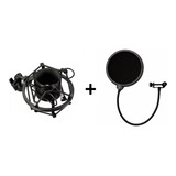 Kit Aranha Shock Mount Para Microfone + Tela Pop Filter