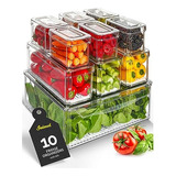 Refrigerator Organizer Bins - 10 Clear Stackable Fridge...