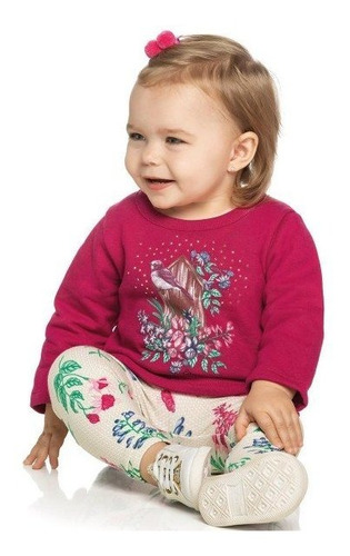 Conjunto Elian Bebê Infantil Feminino Moletom Inverno P M G