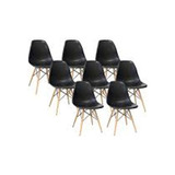 Conjunto 8 Cadeiras Eiffel Charles Eames Dkr Base Madeira P