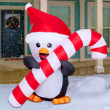 Inflable Pingüino Con Caramelo Navideño 5 Pies