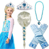 Princesa Elsa Peluca Frozen Elsa Trenza Con Princesa Tiara C
