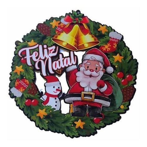 Guirlanda De Natal Placa Decorativa Natalina Feliz Natal