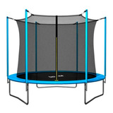 Cama Elástica Bounce 08ft00 Con Diámetro De 2.44 m, Color Del Cobertor De Resortes Azul Y Lona Negra