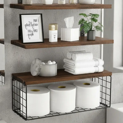 Repisas Flotantes Modernas Estantes Madera Dormitorio Baño Topon color Marrón | MercadoLibre