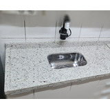 Pia Cozinha Granito Branco Dallas 1,20x0,60m Com Cuba Inox