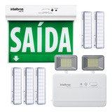 Kit Iluminação De Emergência Completo Com Placa De Saída