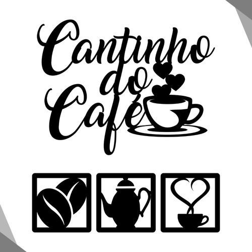 Kit Cantinho Do Café 4 Peças 30cm Decoração Cozinha Mdf 3mm