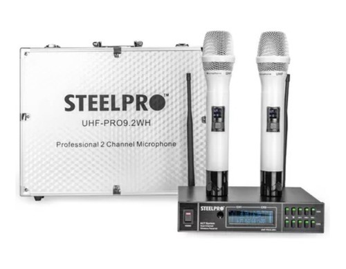 Microfono Uhf Profesional Blanco Frecuen Multicanal Steelpro