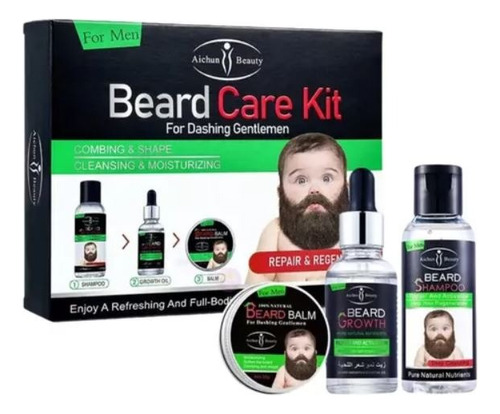 Kit Cuidado De La Barba Shampoo Bálsamo Aceite