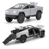 Tesla Cybertruck Moto Miniatura Metal Car Con Luz Y Sonido .