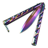 Navaja Balisong Boker Magnum Mariposa Arco Iris 440a Pesada