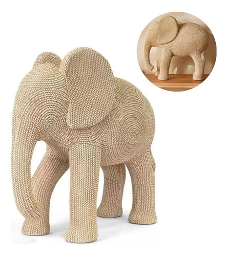 Escultura Decorativa Estatueta Elefante Bege Enfeite Sala