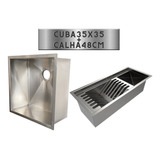 Jogo Cuba 35x35 Cozinha +  Canal Escorredor 48cm Com Válvula