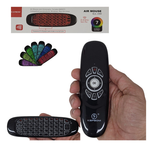 Controle Mini Teclado Air Mouse Wireless Sem Fio Android