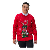 Sueter Navideño / Ugly Sweater Con Reno Y Galleta  Adulto