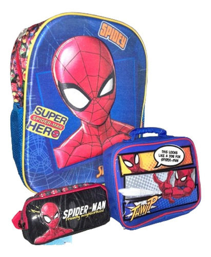 Combo Kit Mochila Spiderman Primaria