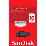 Pendrive Sandisk 16gb Cruzer 2.0 Preto Vermelho Original