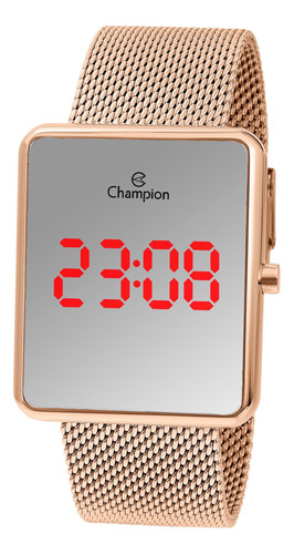 Relógio Pulso Ch40080x Digital Rosê Quadrado 40x37 Tela Led