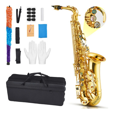 Saxofón Alto En Mi Bemol Profesional COYIVI Con Accesorios Completos Para Principiantes Y Adultos Saxofones Color Oro 66CM | Envío gratis