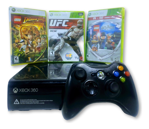 Xbox 360 Slim Bloqueado Completo Controle + Jogos Originais