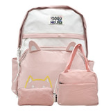 Mochila Para Laptop Gato 10000 Hours Martin Minghao Bordado Rosa Claro Primaria Ll23bjm063 Lluvia