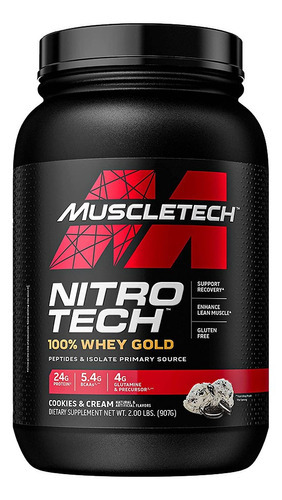 Nitro Tech 100% Whey Gold Muscletech Proteína 2 Lb Cookies & Cream