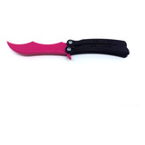 Cuchillo Mariposa Fijo Csgo Tamaño Real Sin Filo 3d Fucsia