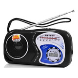 Mini Rádio Am/fm/tv De Bolso Com Relógio Portatil Pomoção Cor Preto