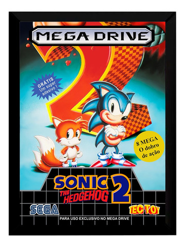 Quadro Decorativo Capa A3 33x45 Sonic 2 Mega Drive Tectoy