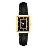 Reloj Mujer Anne Klein Correa De Piel 24 Mm Ak/3820gpbk Color De La Correa Negro Color Del Bisel Dorado Color Del Fondo Negro