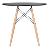 Kit Jantar Eames Wood Mesa 80 Cm 4 Cadeiras Estofada Botone Tampa Mesa Preto Com Cadeiras Marrom