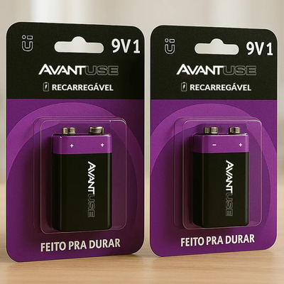 Kit 2 Pilhas Baterias Recarregável 9v Avant Use | MercadoLivre