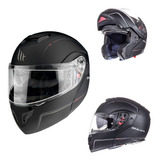 Casco Mt Helmets Atom Sv Solid Negro Mate Abatible Para Moto Tamaño Del Casco M (57-58 Cm)