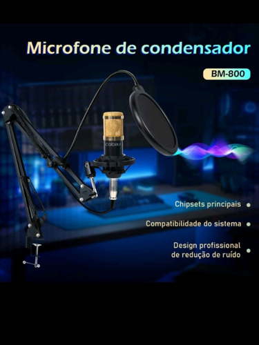 Microfone Condensador Para Estúdio Bm800