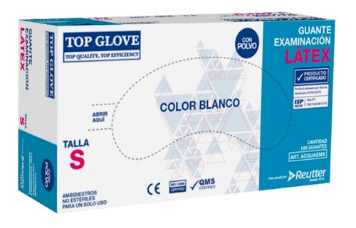 Guante De Latex Con Polvo Talla S Top Glove X 100 Un