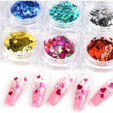 Decoracion Confetti Corazones Holograficos X 12u Uñas