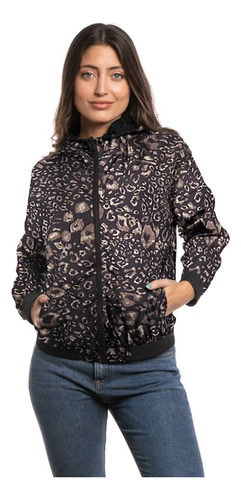 Campera Rusty Rompevientos Lotus Animal Print Reversible